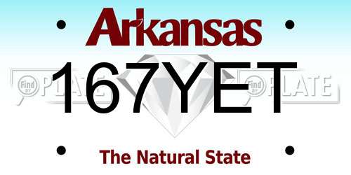167YET Arkansas License Plate
