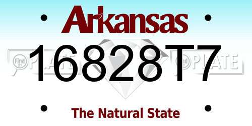 16828T7 Arkansas License Plate