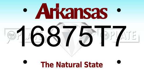 16875T7 Arkansas License Plate