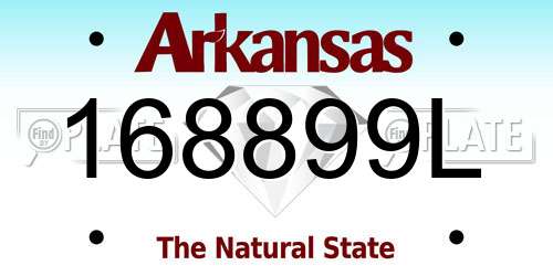 168899L Arkansas License Plate