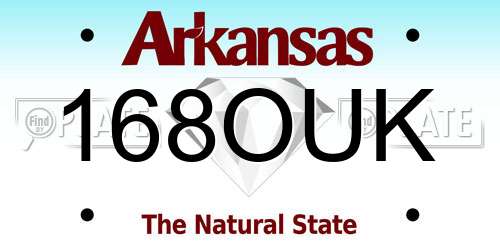 168OUK Arkansas License Plate