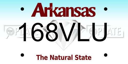 168VLU Arkansas License Plate