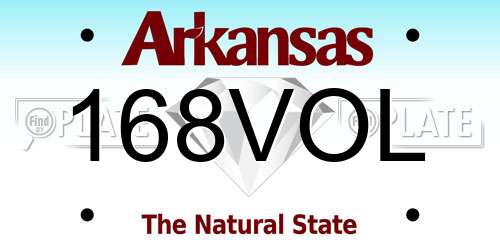 168VOL Arkansas License Plate