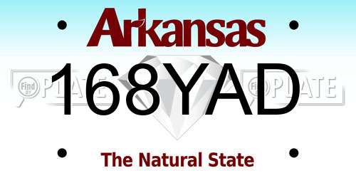 168YAD Arkansas License Plate