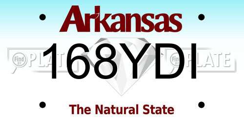 168YDI Arkansas License Plate