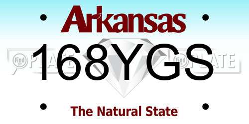 168YGS Arkansas License Plate