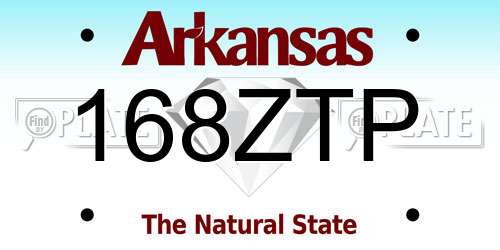 168ZTP Arkansas License Plate