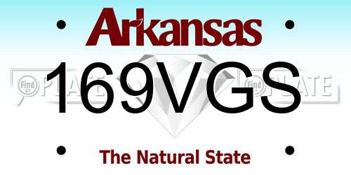 169VGS Arkansas License Plate