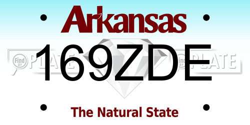 169ZDE Arkansas License Plate
