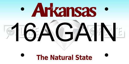 16AGAIN Arkansas License Plate