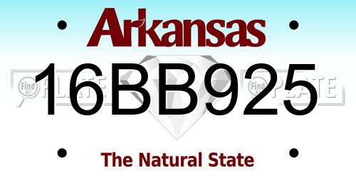 16BB925 Arkansas License Plate