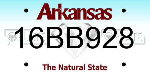 16BB928 Arkansas License Plate