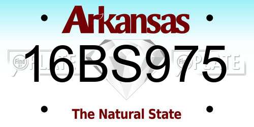 16BS975 Arkansas License Plate