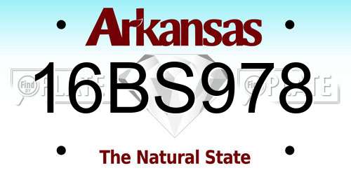 16BS978 Arkansas License Plate
