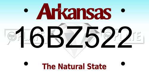 16BZ522 Arkansas License Plate