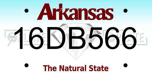 16DB566 Arkansas License Plate