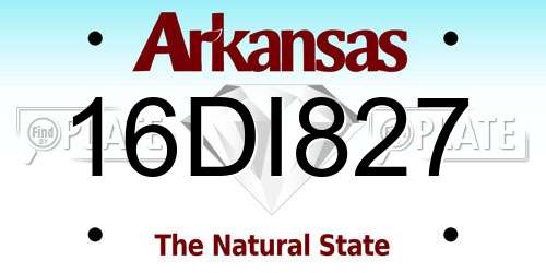 16DI827 Arkansas License Plate