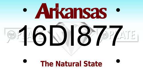 16DI877 Arkansas License Plate