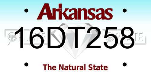 16DT258 Arkansas License Plate