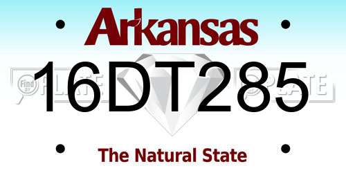 16DT285 Arkansas License Plate