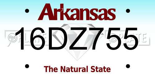 16DZ755 Arkansas License Plate