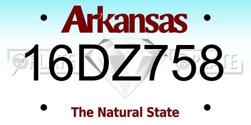 16DZ758 Arkansas License Plate