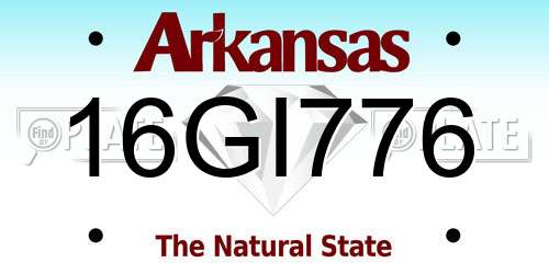 16GI776 Arkansas License Plate