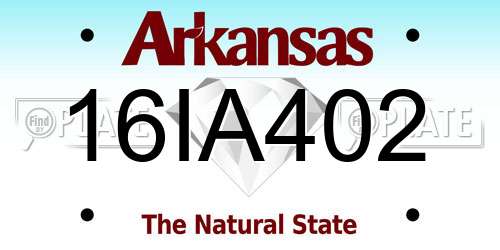 16IA402 Arkansas License Plate