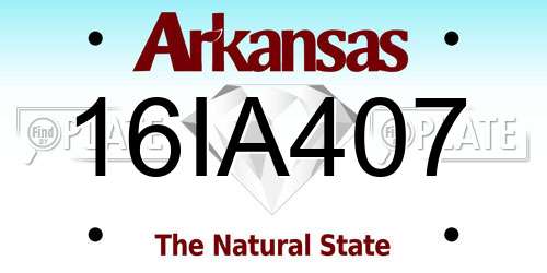 16IA407 Arkansas License Plate