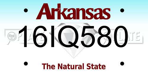 16IQ580 Arkansas License Plate