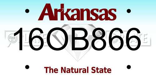 16OB866 Arkansas License Plate