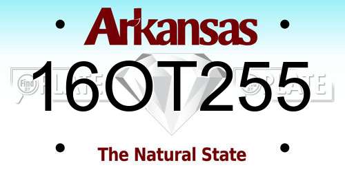 16OT255 Arkansas License Plate