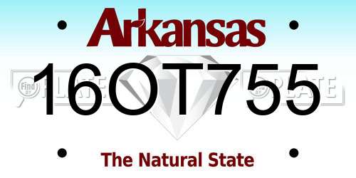 16OT755 Arkansas License Plate