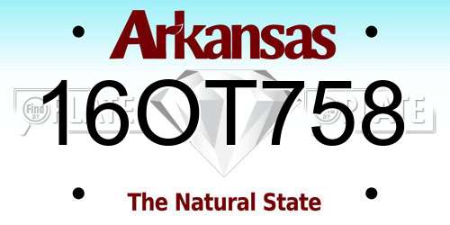 16OT758 Arkansas License Plate