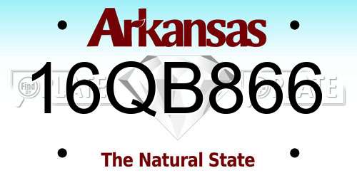 16QB866 Arkansas License Plate