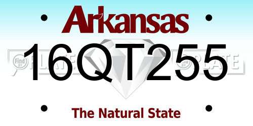 16QT255 Arkansas License Plate