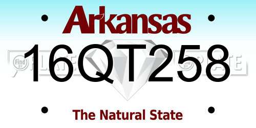 16QT258 Arkansas License Plate