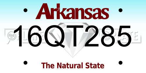 16QT285 Arkansas License Plate