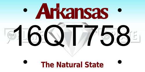 16QT758 Arkansas License Plate