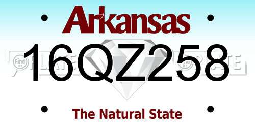 16QZ258 Arkansas License Plate