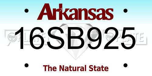 16SB925 Arkansas License Plate