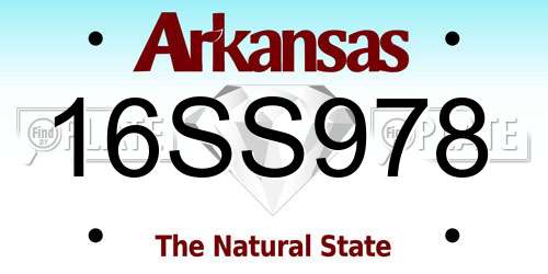 16SS978 Arkansas License Plate