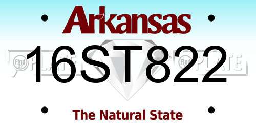 16ST822 Arkansas License Plate