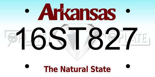16ST827 Arkansas License Plate