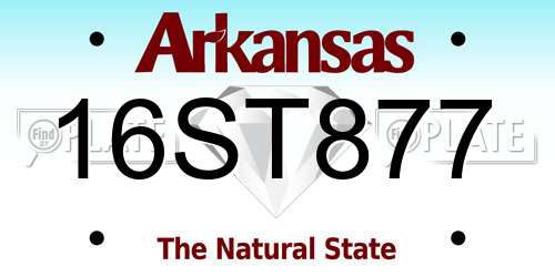 16ST877 Arkansas License Plate
