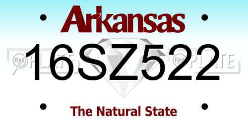 16SZ522 Arkansas License Plate
