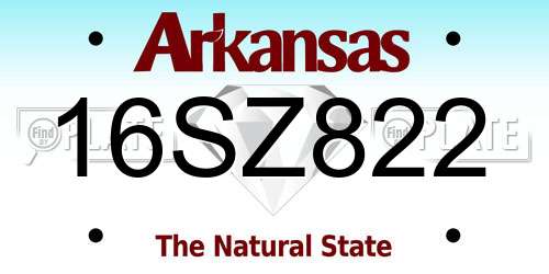 16SZ822 Arkansas License Plate