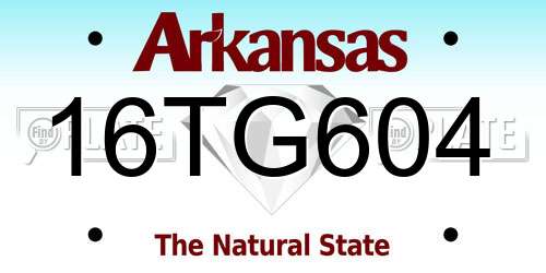 16TG604 Arkansas License Plate