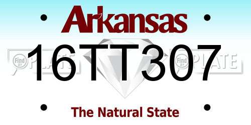 16TT307 Arkansas License Plate