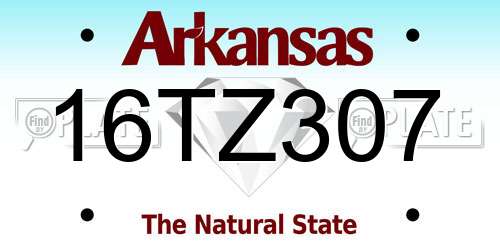 16TZ307 Arkansas License Plate